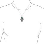 Spiritual Talisman Evil Eye Blue & Hamsa Hand Pendant Necklace & CZ .925 Sterling Silver - Image 3