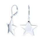 American Patriotic Celestial Dangle Earrings Leverback Stars