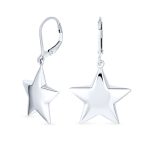 American Patriotic Celestial Dangle Earrings Leverback Stars