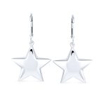 American Patriotic Celestial Dangle Earrings Leverback Stars - Image 2