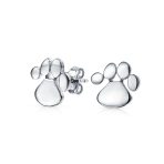 BFF Animal Lover Pet Dog Cat Paw Print Stud Earrings Pendant Set .925 Sterling Silver