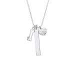 Paw Print Dog Tag Pendant Necklace Pet Lover Heart & Bone Charm .925 Sterling Silver