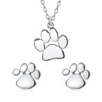 BFF Animal Lover Pet Dog Cat Paw Print Stud Earrings Pendant Set .925 Sterling Silver - Image 3