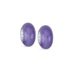 Set of 2 Smooth Opaque Murano Glass Charm Bead for Bracelets Sterling Silver