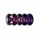 Violet Lavender Purple Burgundy Murano Glass Charm Bead Set for Bracelets