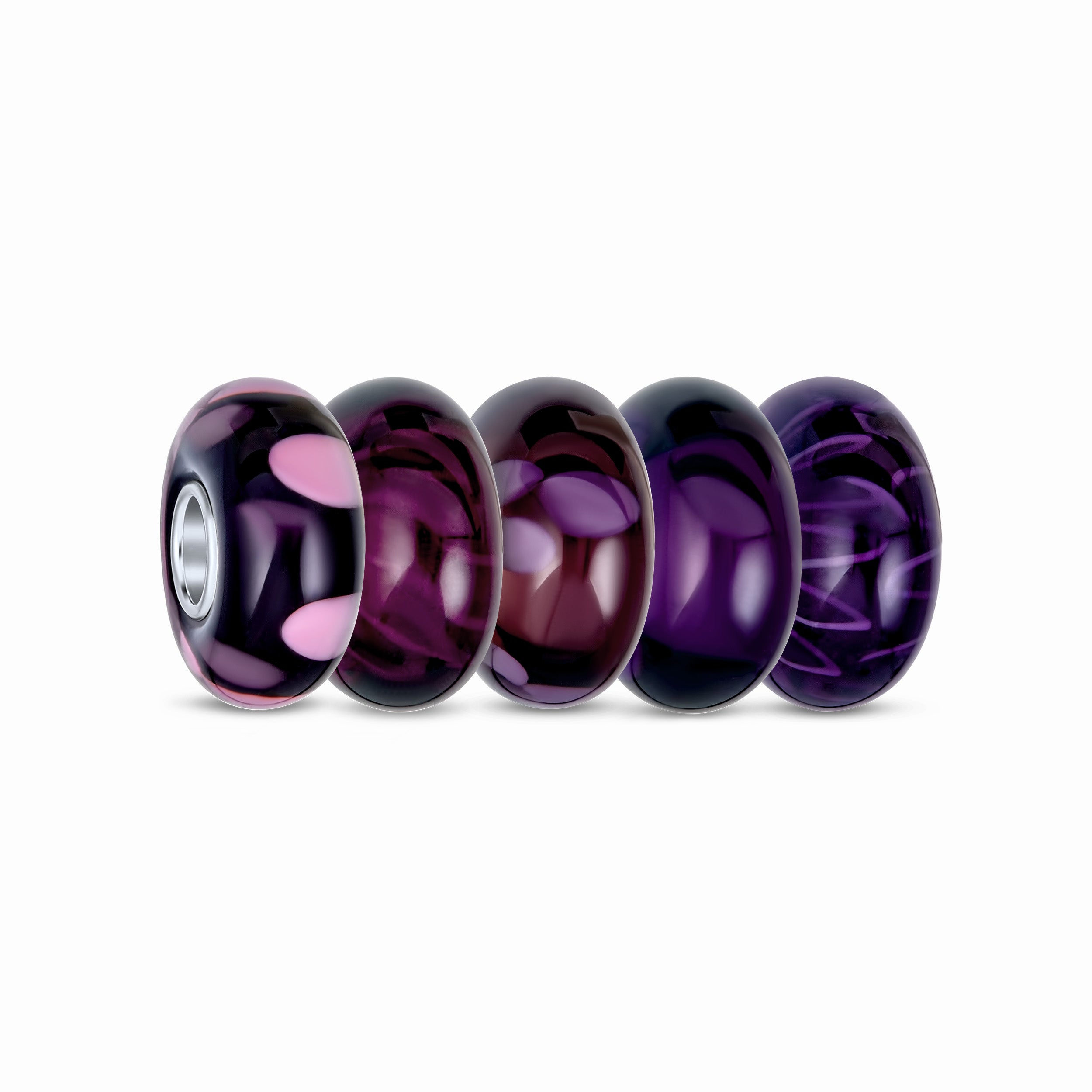 purple-amethyst-burgundy-murano-glass-bead-bundle_pbx-hgsc-76_011 Violet Lavender Purple Burgundy Murano Glass Charm Bead Set for Bracelets - Image 1