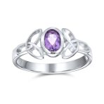Celtic Iridescent Labradorite Stone Trinity Knot Friendship Triquetra Ring .925 Sterling Silver - Image 2