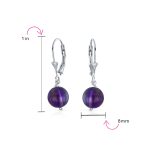 Set of 3 Simple Natural Stone 8MM Ball Drop Earrings Sterling Silver Leverback - Image 23