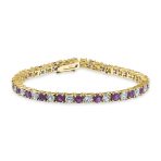 CZ Tennis Bracelet 12CT 4 Prong Gold Plated Brass 7.5 Inch - Image 2