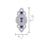 Vintage Style Filigree Purple CZ Cubic Zirconia Full Finger Statement Ring - Image 4