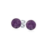 Classic 6MM Light Orange Coral Gemstone Drop Ball Earrings in Sterling Silver