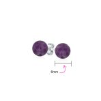 Set of 3 Sterling Silver Stud Earrings with Natural Gemstone Balls 6MM - Image 6
