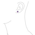 Round Solitaire Halo Purple CZ Stud Earrings.925 Sterling Silver 8MM - Image 11
