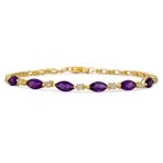 Oval Blue Sapphire Purple Amethyst & Zircon Alternating Tennis Bracelet Silver