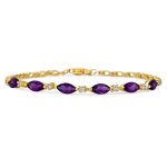 Oval Blue Sapphire Purple Amethyst & Zircon Alternating Tennis Bracelet Silver