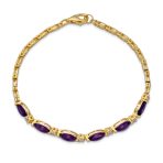 Oval Blue Sapphire Purple Amethyst & Zircon Alternating Tennis Bracelet Silver - Image 3