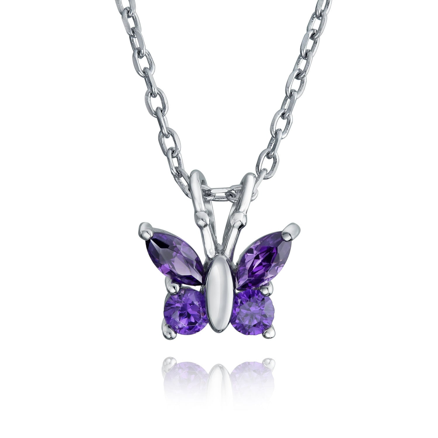 purple-buttefly-amethyst-tiny-pendant_byj-s0142-p-az_1 Mini Purple CZ Butterfly Pendant Necklace Rose Gold Sterling Silver for Teens - Image 1
