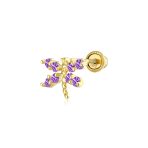 Minimalist CZ Dragonfly Cartilage Ear Stud in 14K Gold