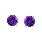 Set of 2 Round Red Green CZ Stud Earrings Sterling Silver 7MM - Image 10