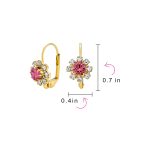 Set of 3 Crystal Flower Gold Plated Drop Earrings Lever Back - Image 10