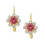 Set of 3 Crystal Flower Gold Plated Drop Earrings Lever Back - Image 4