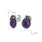 Native American Style Gemstone Bezel Leaf Rope Stud Earrings in Sterling Silver - Image 26