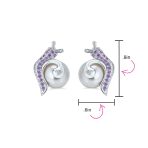 3D Nautical Zirconia Snail & Pearl Stud Earrings Silver - Image 4