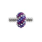 Green White Striped Crystal Bead Charm for European Bracelet Silver Core - Image 8