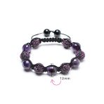 Black Navy Blue Gold Bead Pave Crystal Ball Strand Bracelet - Image 20
