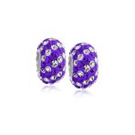 Set of Two Striped Crystal Spacer Bead Sterling Silver Fits European Bracelet - Image 7