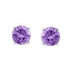 Set of 2 Round Red Green CZ Stud Earrings Sterling Silver 7MM - Image 7