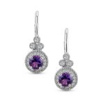Art Deco Style Halo Circle Circlet Solitaire Synthetic Stone Drop Earrings .925 Sterling Silver - Image 3