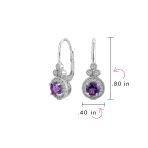Art Deco Style Halo Circle Circlet Solitaire Synthetic Stone Drop Earrings .925 Sterling Silver - Image 7