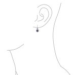 Art Deco Style Halo Circle Circlet Solitaire Synthetic Stone Drop Earrings .925 Sterling Silver - Image 5