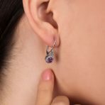 Art Deco Style Halo Circle Circlet Solitaire Synthetic Stone Drop Earrings .925 Sterling Silver - Image 9