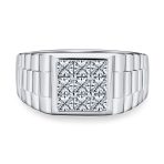Geometric Square Invisible Cut CZ Side Design Engagement Ring Sterling Silver - Image 2