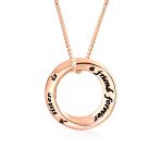 Inspirational Quote Circle Pendant Necklace Rose Gold Plated Sterling Silver - Image 2