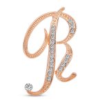 Large Statement ABC Crystal Letters Initial Scarf Lapel Pin Brooch Rose Gold Plated - Image 4