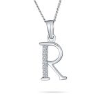 Delicate Pave CZ Block Letter Alphabet Pendant Necklace Sterling Silver - Image 14