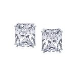 Traditional Large 7CT Emerald Cut CZ Clip-On Earrings Silver Plated Non-Pierced - Image 10
