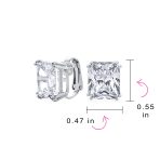Traditional Large 7CT Emerald Cut CZ Clip-On Earrings Silver Plated Non-Pierced - Image 26