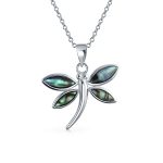 Rainbow Abalone Shell Butterfly Dragonfly Firefly Pendant Necklace Silver Chain