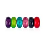 Mixed Spacer Set Murano Glass Charm Bead Jewel Tones Sterling Silver Core
