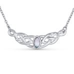 Traditional Irish Celtic Trinity Collar Necklace with Color Changing Moonstone