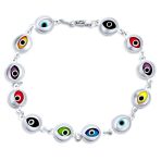 Multicolor Evil Eye Bracelet & Blue Nazar Dangle Earrings Set Sterling Silver - Image 3
