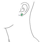 Art Deco Style Cocktail Cubic Zirconia CZ Baguette Halo Emerald Green Cut Statement Stud Earrings - Image 3