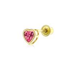 Tiny Cubic Zirconia Heart Cartilage Ear Stud 14K Gold Simulated Birthstone 4MM - Image 2