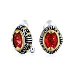 Fashion Crystal Oval Bali Style Clip-On Earrings Non-Pierced Ears Multiple Colors - Image 3