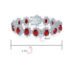 Crown Halo Oval CZ Tennis Statement Bracelet in Rhodium-Plated Brass - Image 9