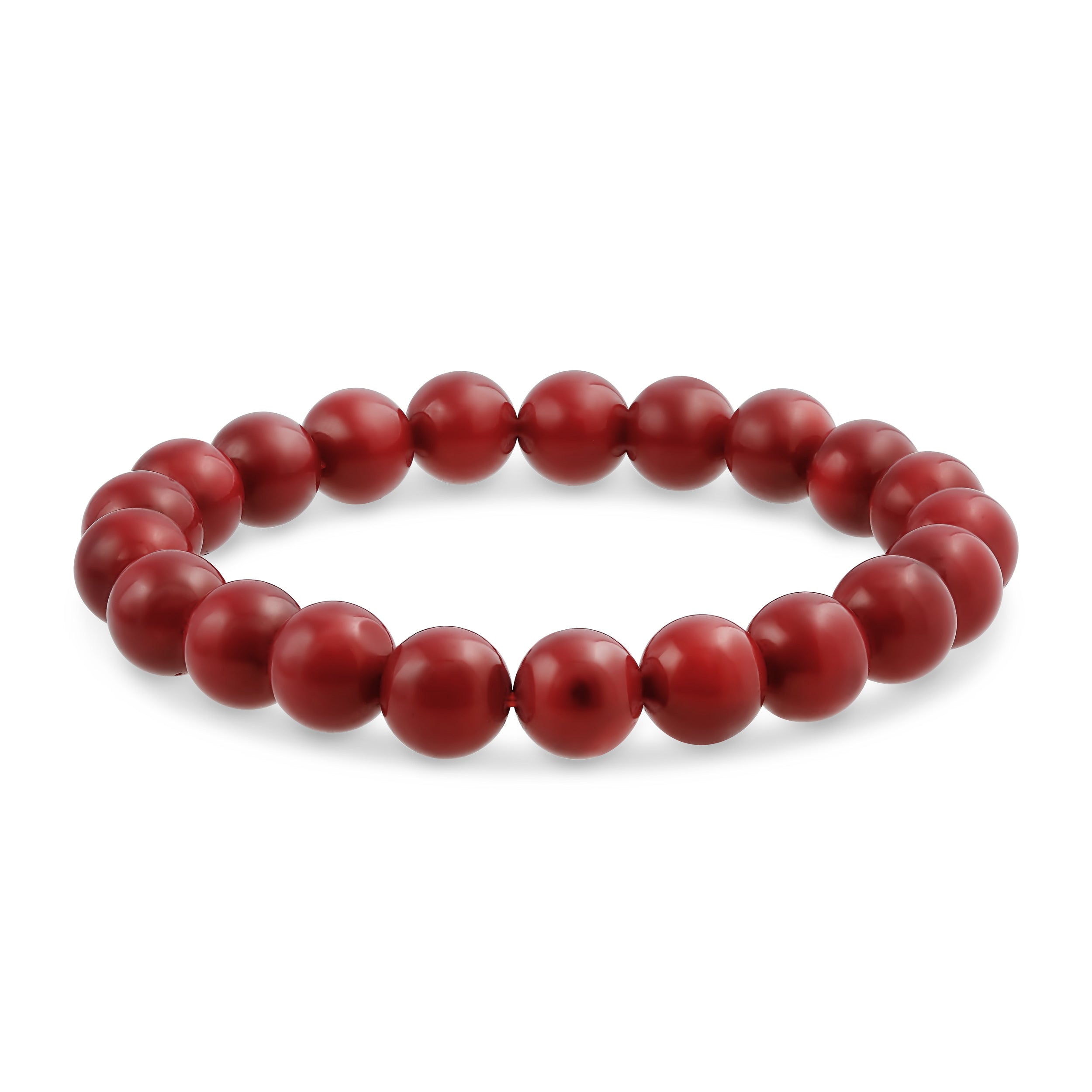 red-bracelet-stretch-bead-stackable_cb-br11583-az_11 Natural Stone Multi Color Stackable Round 8MM Ball Beads Strand Stretch Bracelet - Image 1